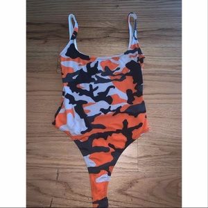 Orange camo bodysuit